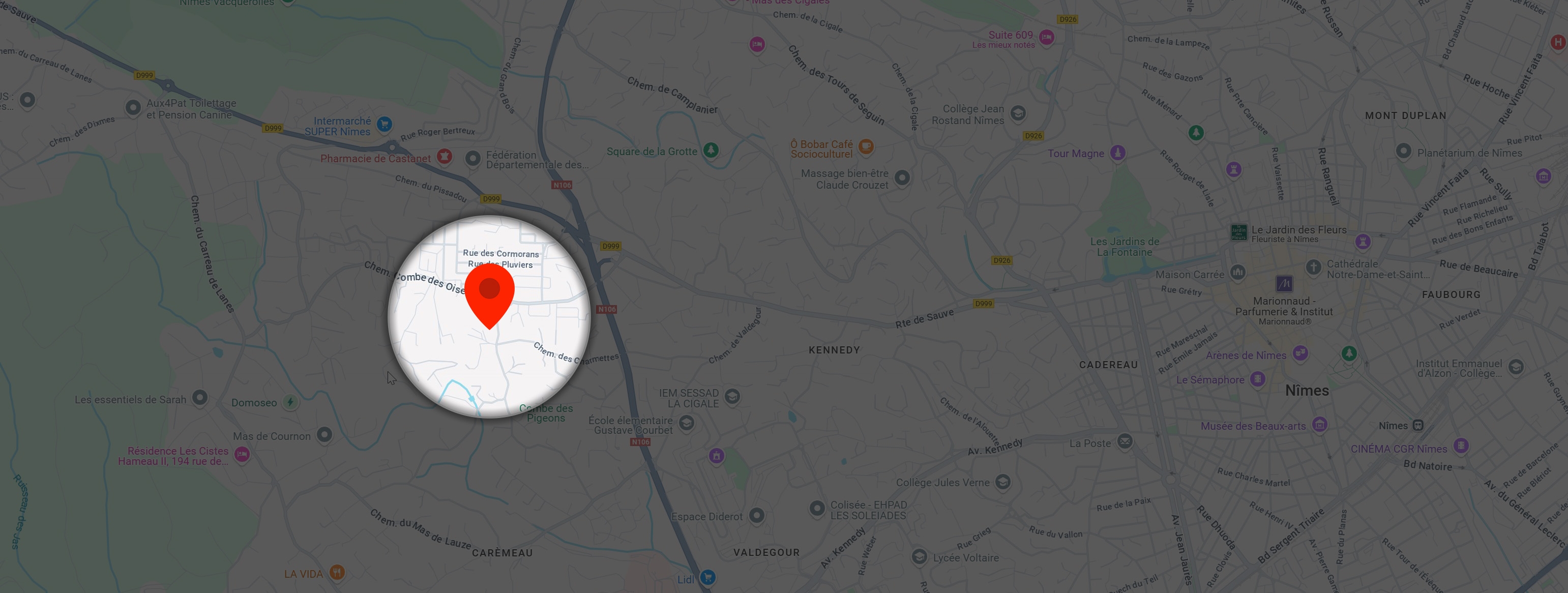 Localisation de la Villa Harmonie à Nîmes